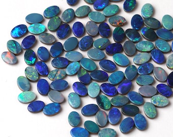 Natural 8x10 mm Opal Doublet Oval Cabochon Gemstone Mix Lot: Flashy Multi fire Gemstone