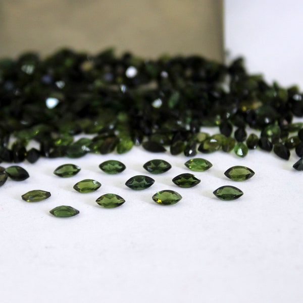 1.5x3MM Dark Green Tourmaline Marquise Cut Gemstone - Natural Tourmaline Marquise Faceted Gems- Fine Quality Tourmaline