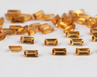 3x6MM Citrine Baguette Gemstone: Faceted Yellow Jewelry Stone