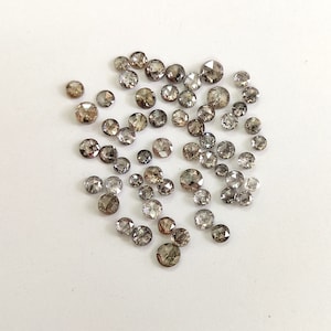 2.5MM Salt And Pepper Diamond Round Rosecut Loose Gemstone- Gray Diamond- Top Quality Diamonds for Jewelry Making
