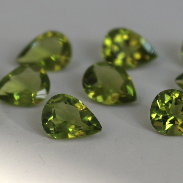 4x6MM Natural Peridot Pear Faceted Gemstone, Loose Calibrated Peridot for Jewelry