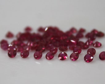 Natural 2.5MM Ruby Round Diamond Cut Gemstone, Top Quality Ruby