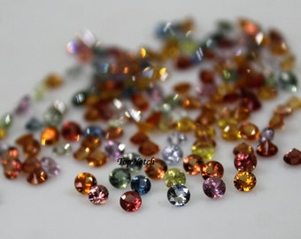 1.5mm Multi-Color Sapphire Gemstone: Round Brilliant Cut