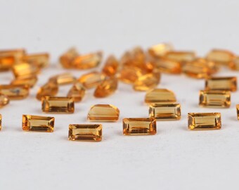 1.5x3MM Citrine Baguette Gemstone: Faceted Yellow Jewelry Stone