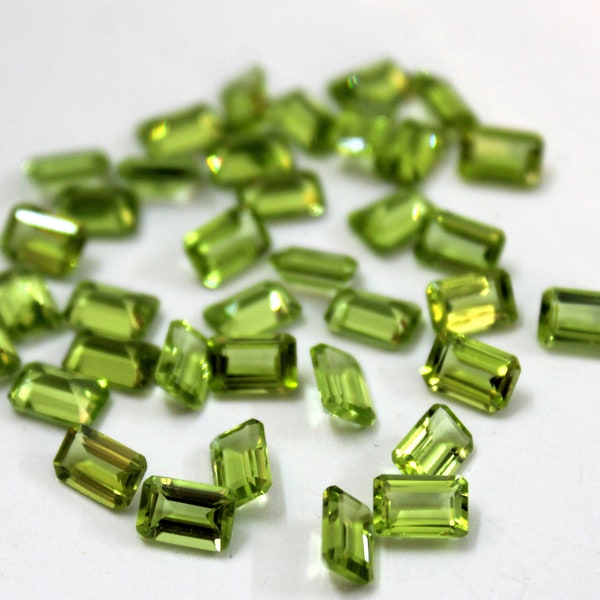 5x7MM Peridot Octagon Faceted Gemstone, Calibrated Peridot Loose Gems