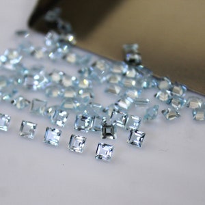 2MM Natural Sky Blue Topaz Square Cut Loose Gem