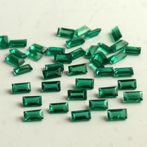 3x6mm Lab Created Emerald: Green Baguette Cut Gemstone
