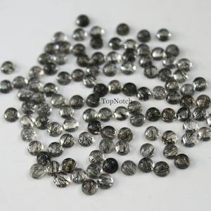 5mm Black Rutile Quartz Round Cabochon - Natural Rutile Quartz Loose Cabochon Gemstone - Origin Sri lanka