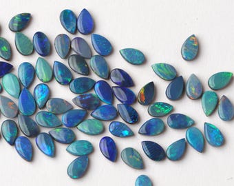 Natural 4x6 mm Opal Doublet Pear Cabochon Gemstone Mix Lot: Flashy Multi fire Gemstone