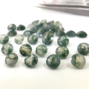 4MM Moss Agate Round Faceted Loose Gemstone- Natural Moss Agate