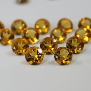 7MM Citirne Round Faceted Gemstone- Natural Citrine Cut Gems