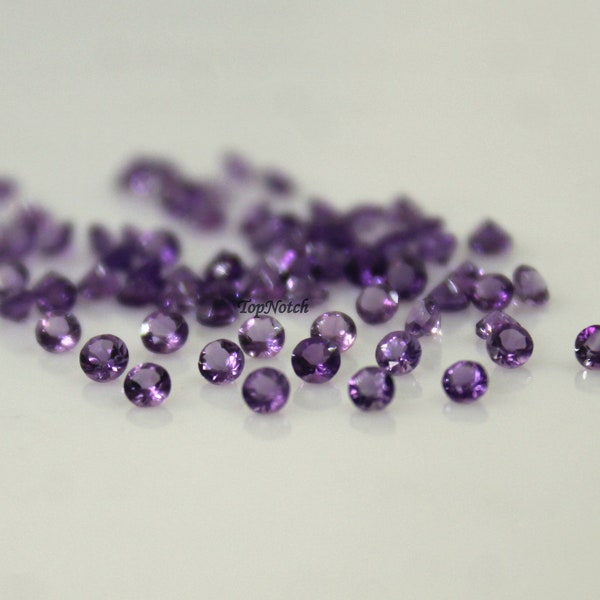1.5MM Natural Amethyst Round Faceted Gemstone- Loose Amethyst Round Cut Gems- Purple Amethyst for Sale