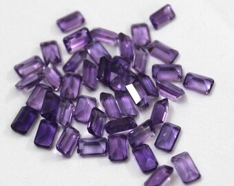 Natural 6x8MM Amethyst Octagon Faceted Loose Gems, Calibrated Amethyst Gemstone