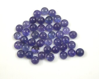Natural 6mm Tanzanite Round Cabochon: AAA Quality Loose Gem
