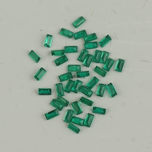 2x4mm Lab Created Emerald: Green Baguette Cut Gemstone
