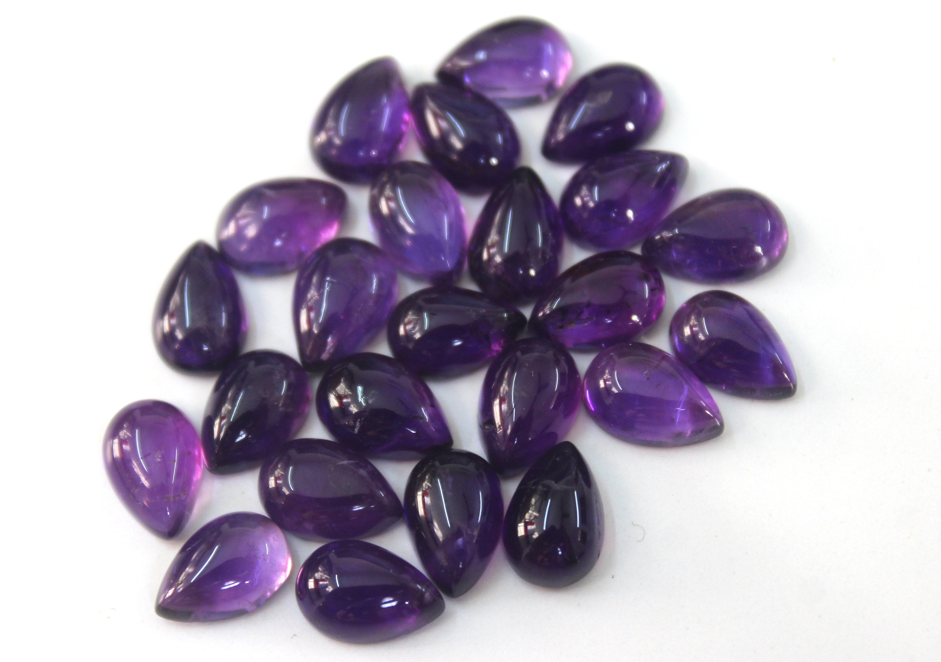 GREAT Lot Natural Amethyst 7x10 mm Pear Cabochon Loose Gemstone Details about   SALE!