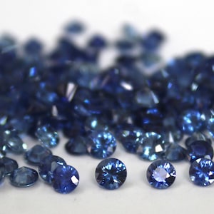 Piedra preciosa de corte brillante redonda de zafiro azul natural de 1,5 mm