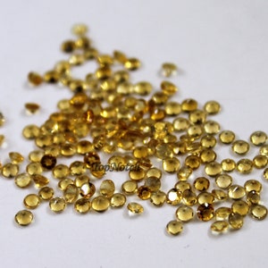 1.25MM Citirne Round Faceted Gemstone- Natural Citrine Gems
