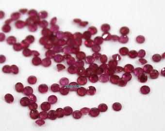 Natural 1MM Ruby Round Diamond Cut Gemstone, Top Quality Ruby