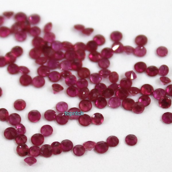 Natural 1.5MM Ruby Round Diamond Cut Gemstone, Top Quality Ruby