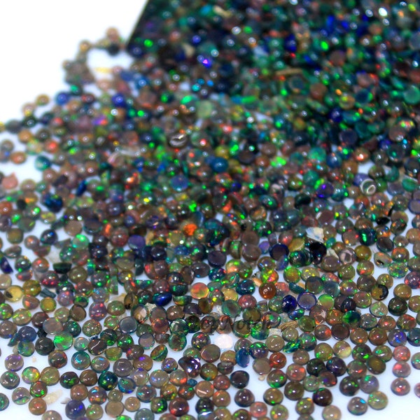 3mm Black Opal Round Cabochon Gemstone, Natural Black Opal Loose Gems for Jewelry, Calibrated Opal