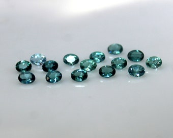 Teal Blue Tourmaline Gemstone Lot: 3x4mm Oval Paraiba Cut, 5 Pieces