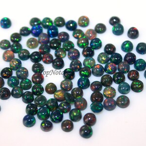4mm Black Opal Round Cabochon Gemstone, Natural Black Opal Loose Gems for Jewelry, Calibrated Opal