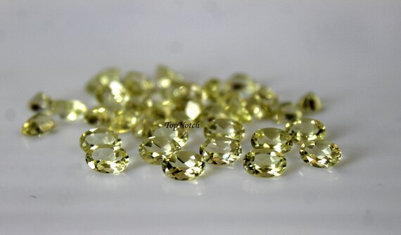 天然レモンクォーツ宝石：3 x 5 mmオーバルファセットルースクォーツ