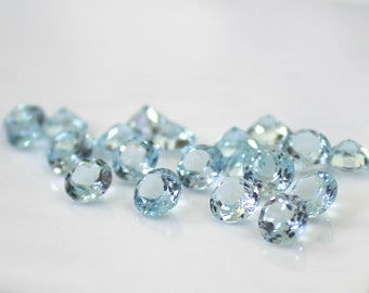 Pedra preciosa topázio azul-celeste de 10 mm: gema solta facetada redonda