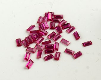2,5 x 5 mm in het lab gemaakte robijn: baguettegeslepen sieraden edelsteen