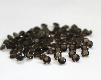 AAA 9 mm natürliche Rauchquarz runde facettierte Steine - 10 Stück