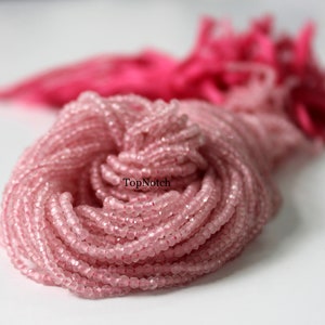 Faceted Rose Quartz Rondelle Beads: 4mm Light Pink Gemstone Strand