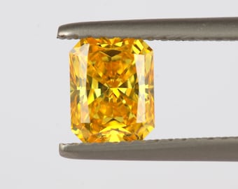 0.98 Ct Lab Grown Yellow Diamond: Octagon Cut, VS1 Clarity (For Jewelry Making)