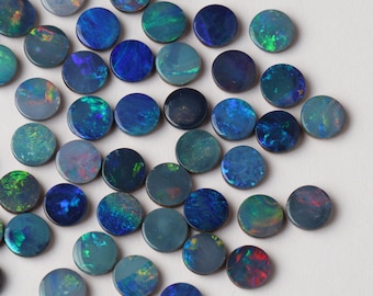 Natural 6 mm Opal Doublet Cabochon Gemstone Mix Lot: Flashy Multi fire Gemstone