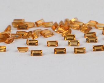 2.5x5MM Citrine Baguette Gemstone: Faceted Yellow Jewelry Stone