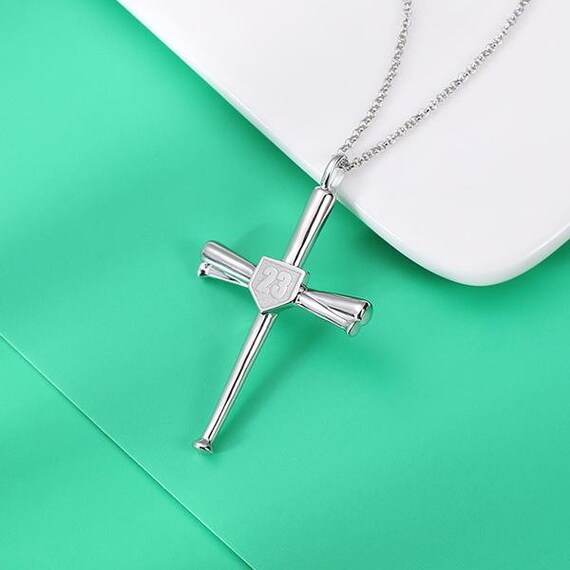 Engraved Baseball Cross Necklace | Etsy