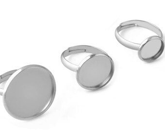 10 x Adjustable Brass Blank Ring Bezel Base for 25mm resin gemstone Cabochon ring jewelry DIY Making Supplies