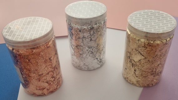 Gold Leaf Flakes, Silver, Rose Gold Filler for Epoxy Resin Craft Supply 