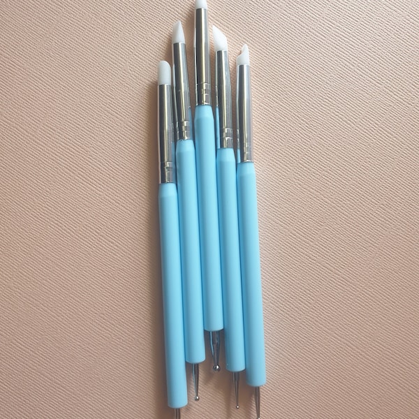 5Pcs Stainless Steel polymer clay tools, Two Head Sculpting tool, Polymer and Soft Pottery Clay Tool, Silicone Modelling, Art Shaper Tools