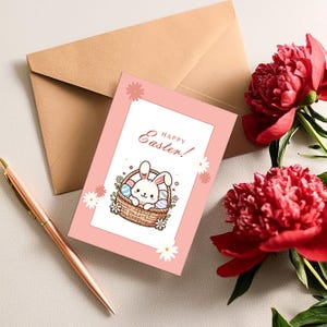 Happy Easter card, Digital Easter Greeting Card, Easter Bunny card, Printable card for easter, PDF Card, DIGITAL DOWNLOAD