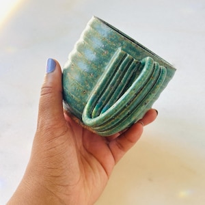 Handmade Ceramic Mug in Speckled Blue Green