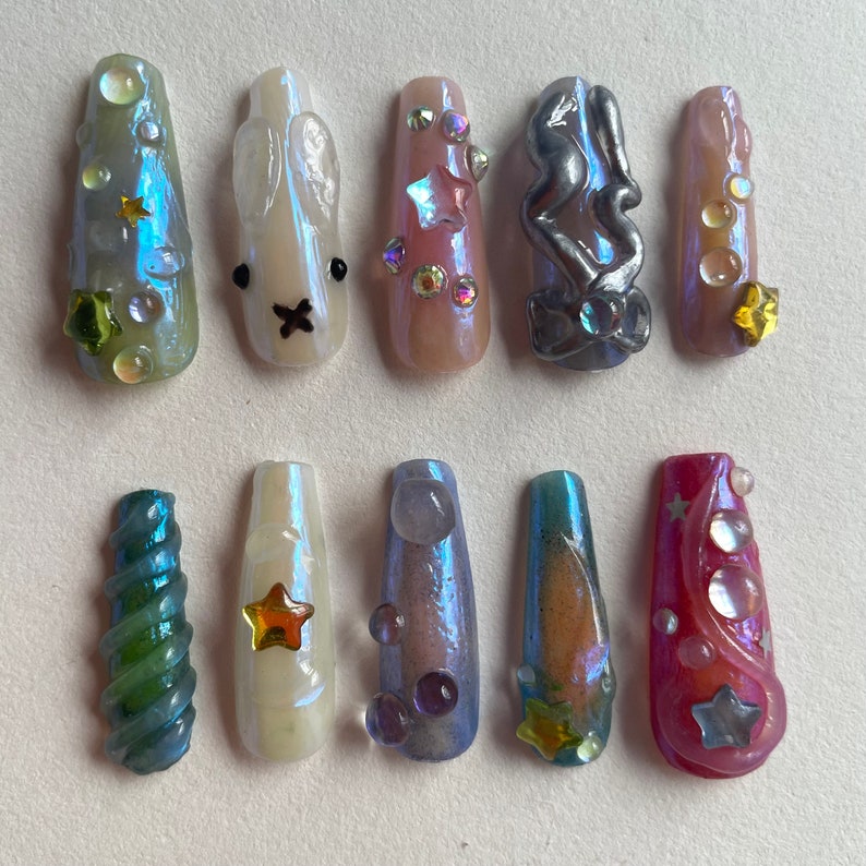 Miffy Press-on Nails Hand-made Hand-painted - Etsy