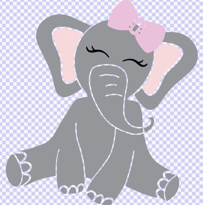 Baby Elephant Svg Baby Elephant With Bow Svg Cut File Download | Images