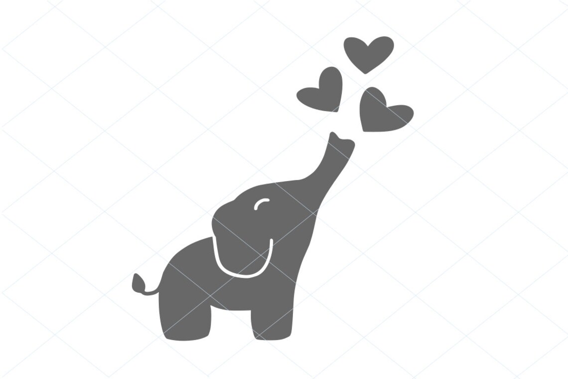 Baby Elephant Love Hearts SVG PNG Digital File Clipart | Etsy