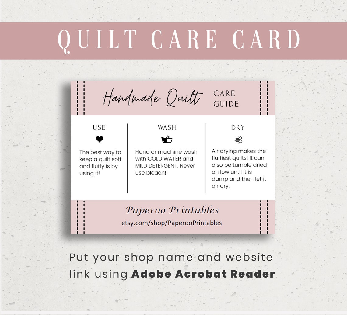 Quilt Care Instructions Printable Free Printable World Holiday