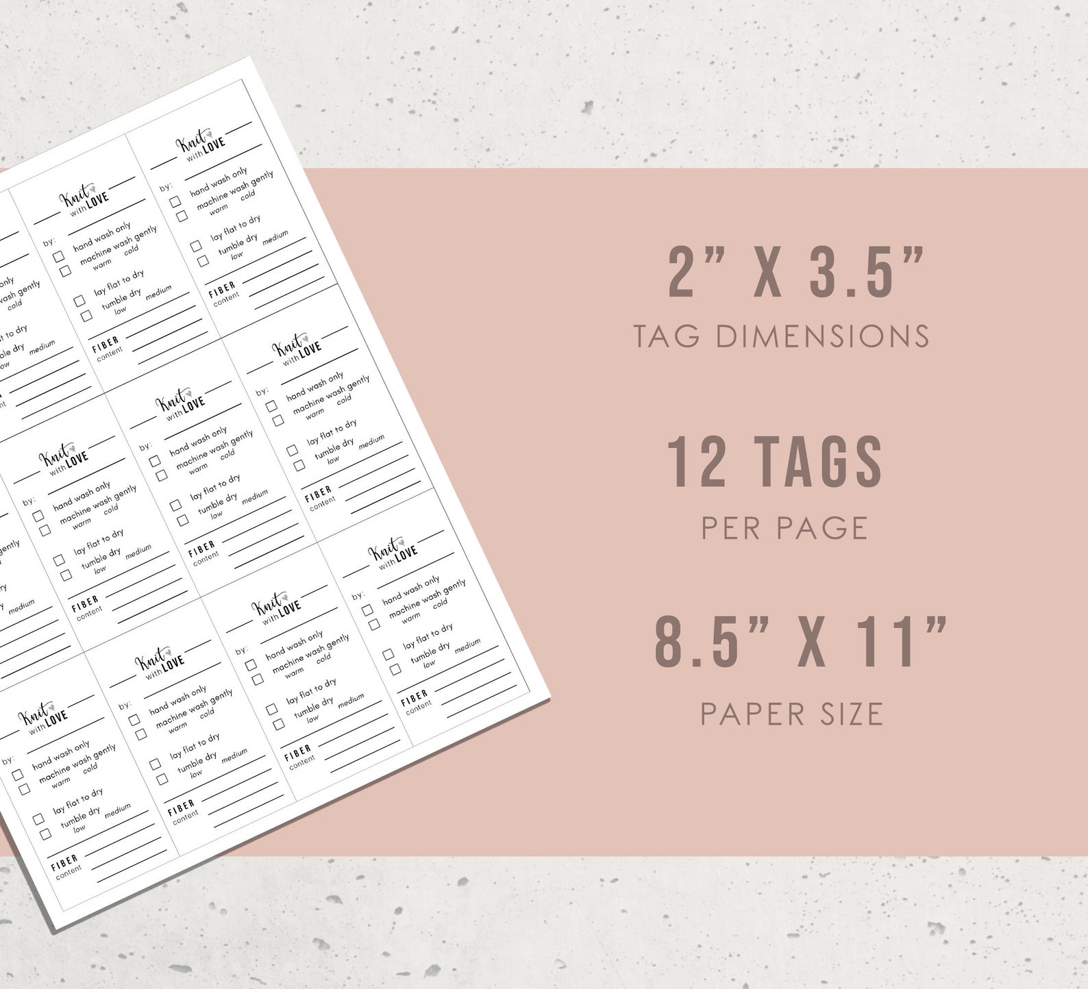 Knit Care Instructions Tag Printable, Knit With Love Labels, Knitted ...