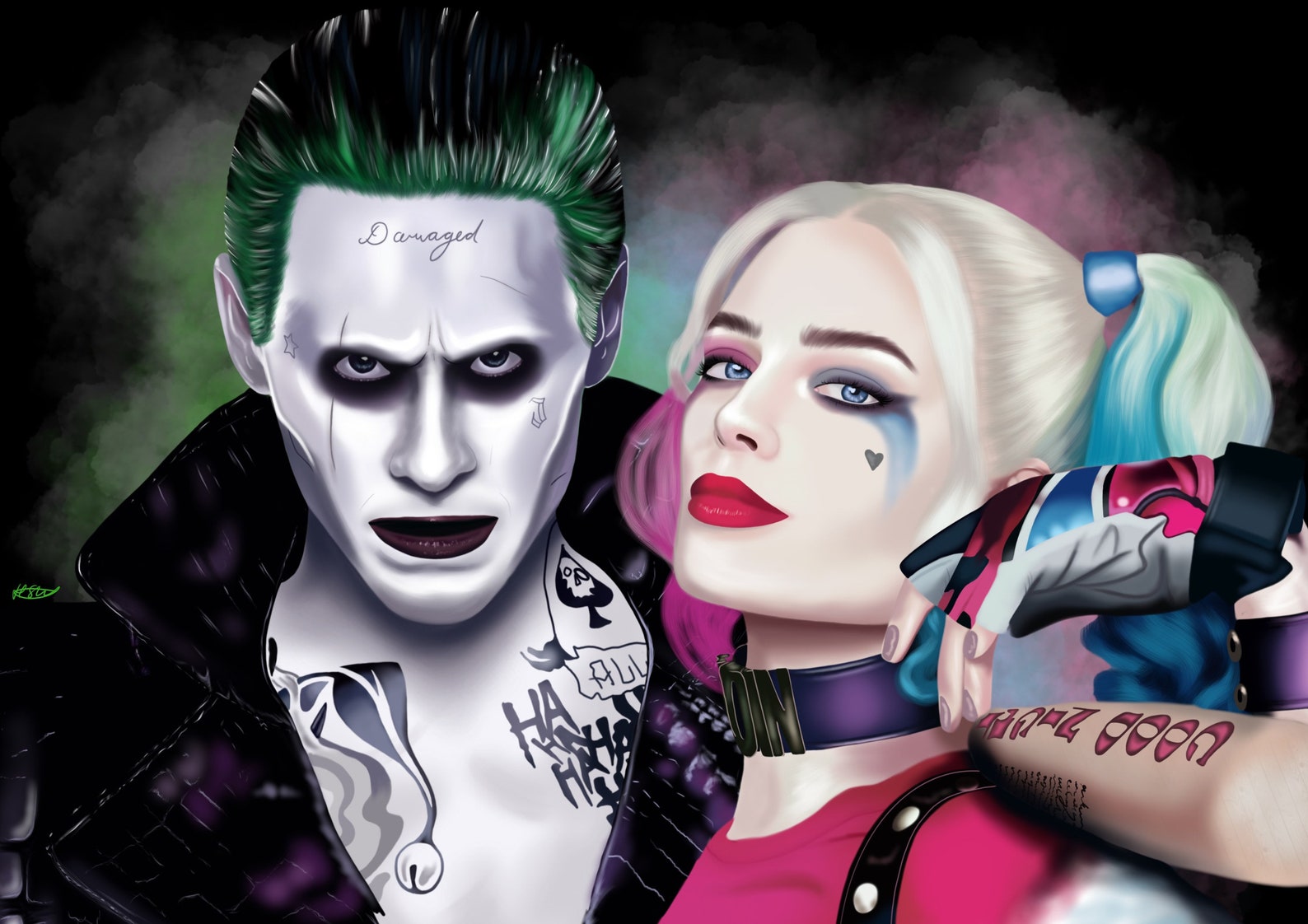 Harley Quinn Joker Marvel Villain Suicide Squad Pink Blue | Etsy