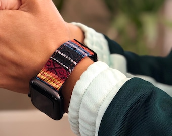 Handgemachtes Armband für Apple-Uhr: Vintage Ethno Nylon, Unisex (42/44 mm)