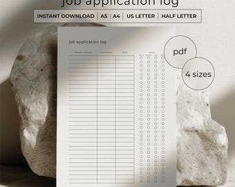 Job Application Tracker Printable PDF - Job Search Log - Interview Tracker - Career Planner - A4 A5 Letter Half Letter - Instant Download