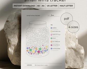 Small Wins Tracker Printable PDF - Daily Positive Habit Log - Self Improvement Planner - A4 A5 Letter Half Letter - Instant Download